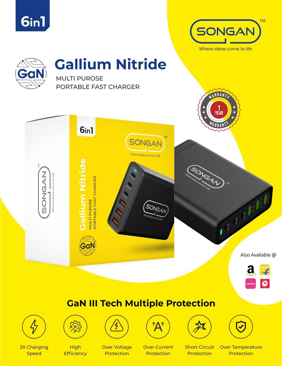PrawinGaneshan's tweet image. READY STOCKS in INDIA ! 1000 Pieces

SONGAN ™️ GAN Charger 6 Ports  
( 3 USB + 3 C Type )

Very useful to charge multiple devices Phones,Table,Smart Watch,Mac Book simultaneously ! 

Special Price for X Followers 😎

Order 📱96004-11988 #gancharger