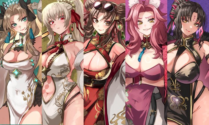 / 明日12/23(月)から【毎日 夜7時】\冬コミ新刊イラスト、ひとりずつアップしていきます〜チャイナドレス×5!#FGO 