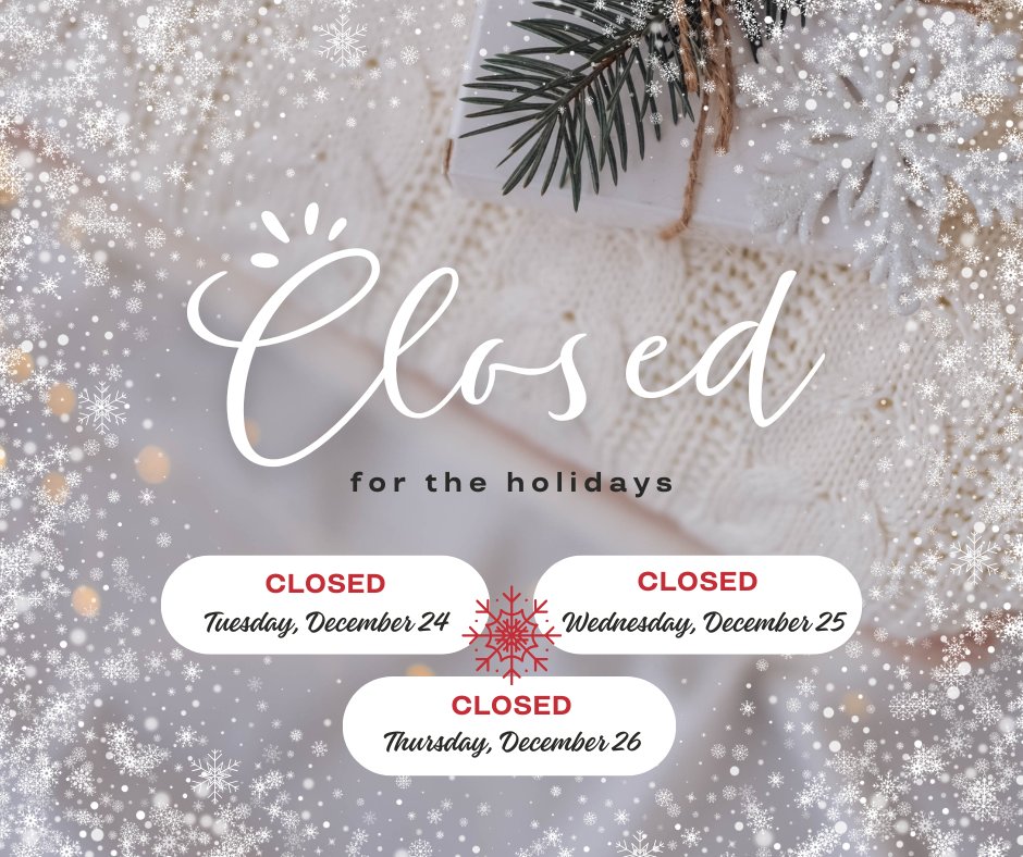 The 12 Collection Centers and Main Facility will be closed December 24, 25, and 26 (Tuesday-Thursday) for the Christmas holiday. All will reopen on Friday, December 27 at 7:00 am.