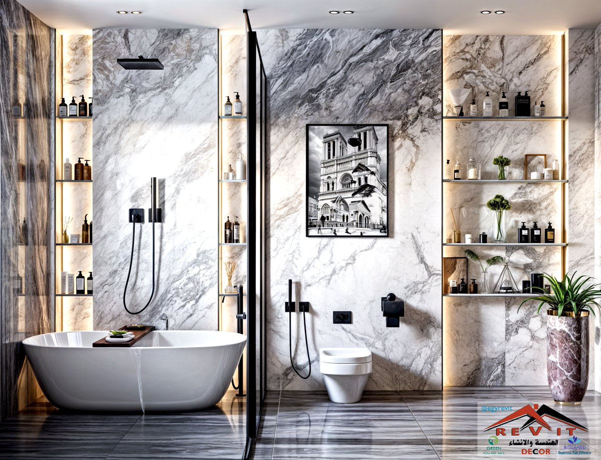 تصميم ديكور مودرن فخم جدا لـ حمام رئيسي.

لأحد عملائنا المميزين في #جده 

#صباح_الخير