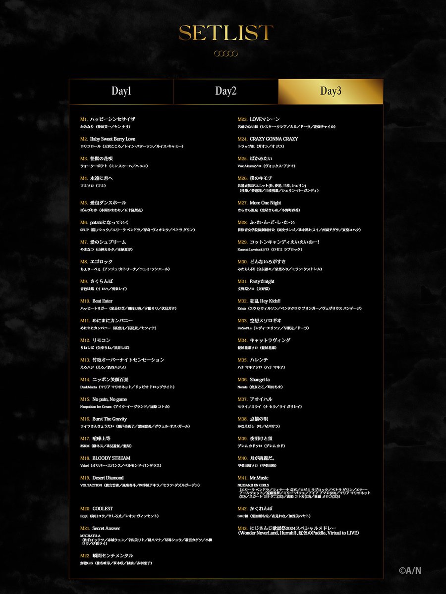 🎼 にじさんじ歌謡祭2024 ♬ 🗒 Day3 セットリスト公開✨ ＼ 感想の