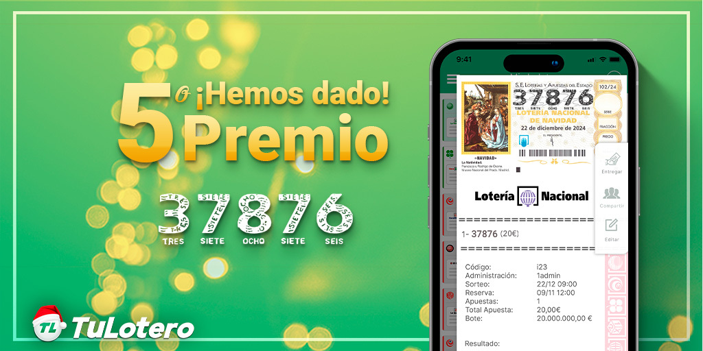 ¡Hemos dado el 5º Premio a uno de nuestros usuarios! El 37876
¡Enhorabuena a nuestros usuarios premiados!