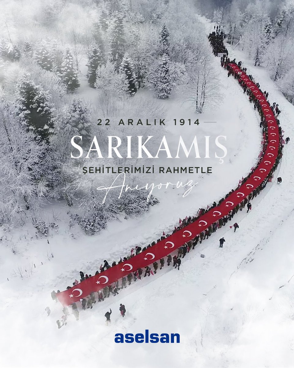 #Sarıkamış Harekâtı'nın 110. yıl dönümünde şehitlerimizi saygı ve rahmetle anıyoruz.
Vatanları için her şartta mücadele eden ve etmiş tüm kahramanlarımıza minnetle! 

#ASELSAN