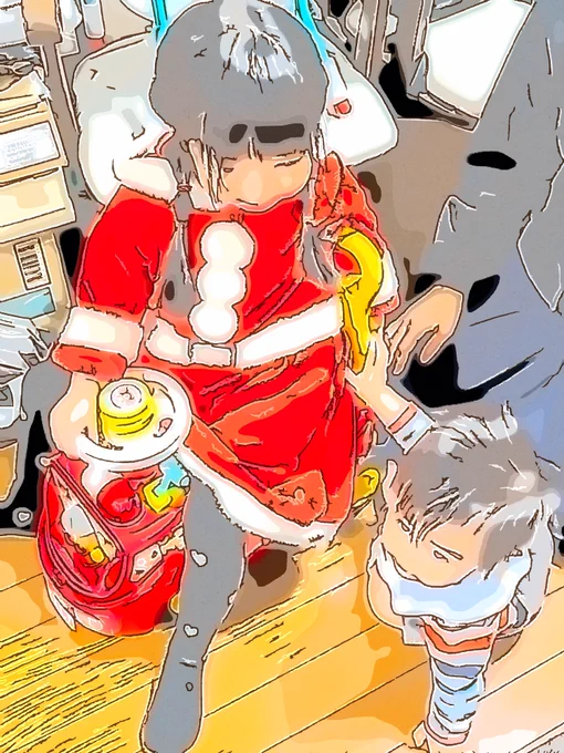 兄一家と弟一家が来てクリスマス会をしてるので賑やか 