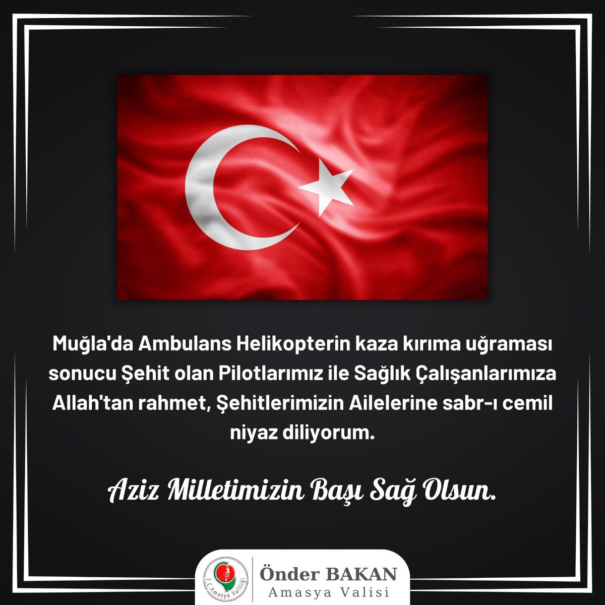 Muğla'da Sağlık Bakanlığı'mıza bağlı Ambulans Helikopterin kaza kırıma uğraması sonucu Şehit olan Personelimize Allah'tan rahmet, ailelerine ise baş sağlığı diliyorum.
Şehitlerimizin mekânı cennet olsun. #Muğla