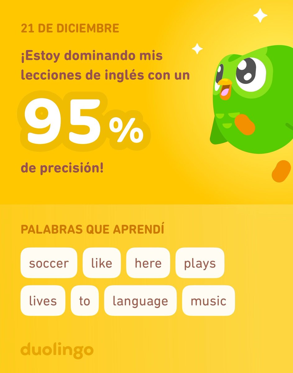 Huguito0829's tweet image. ¡Estoy aprendiendo inglés en Duolingo! Es gratis, divertido y efectivo.