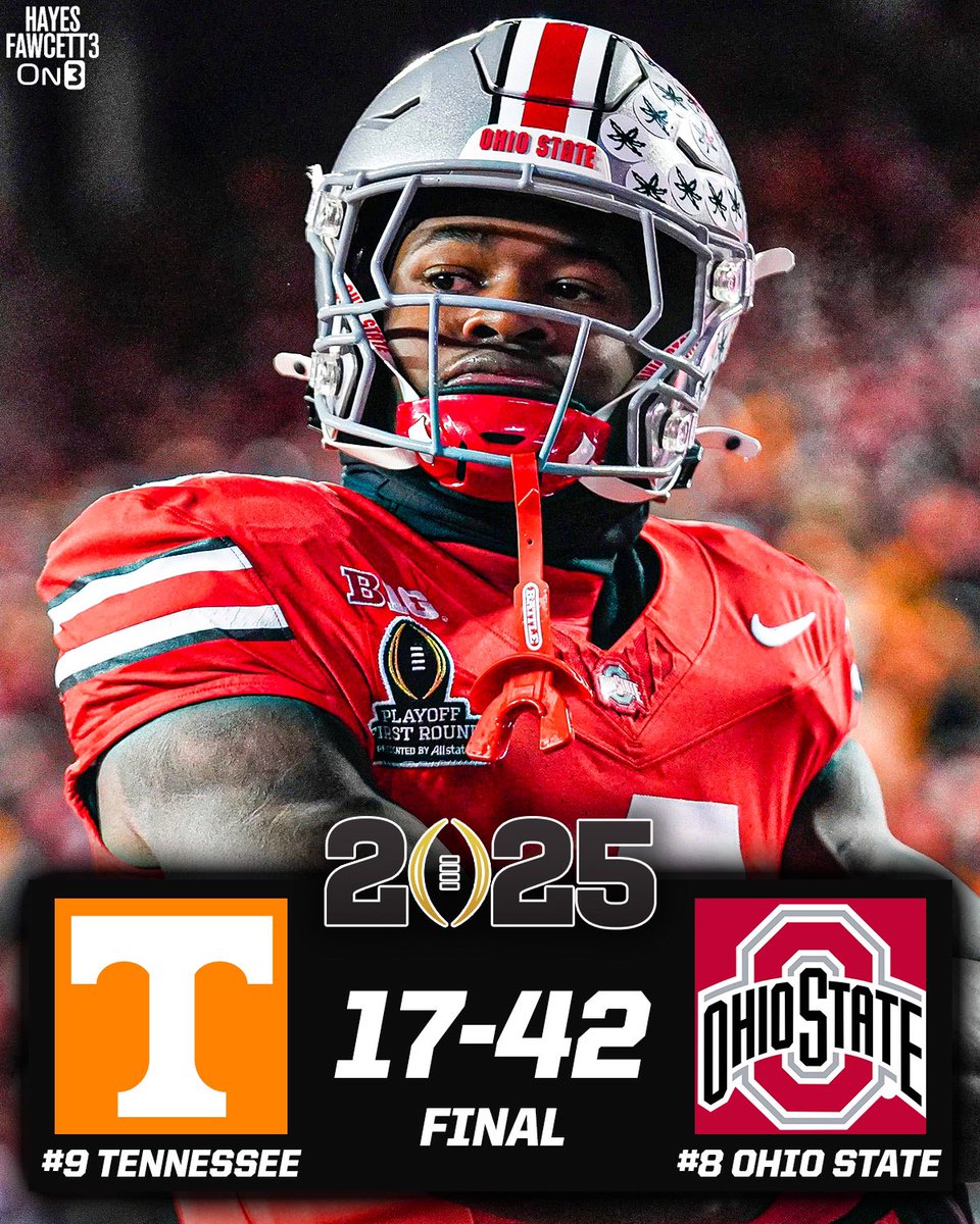 #2 Ohio State DISMANTLES #7 Tennessee 42-17

The Buckeyes advance to rematch with #1 Oregon in the Rose Bowl 🌰