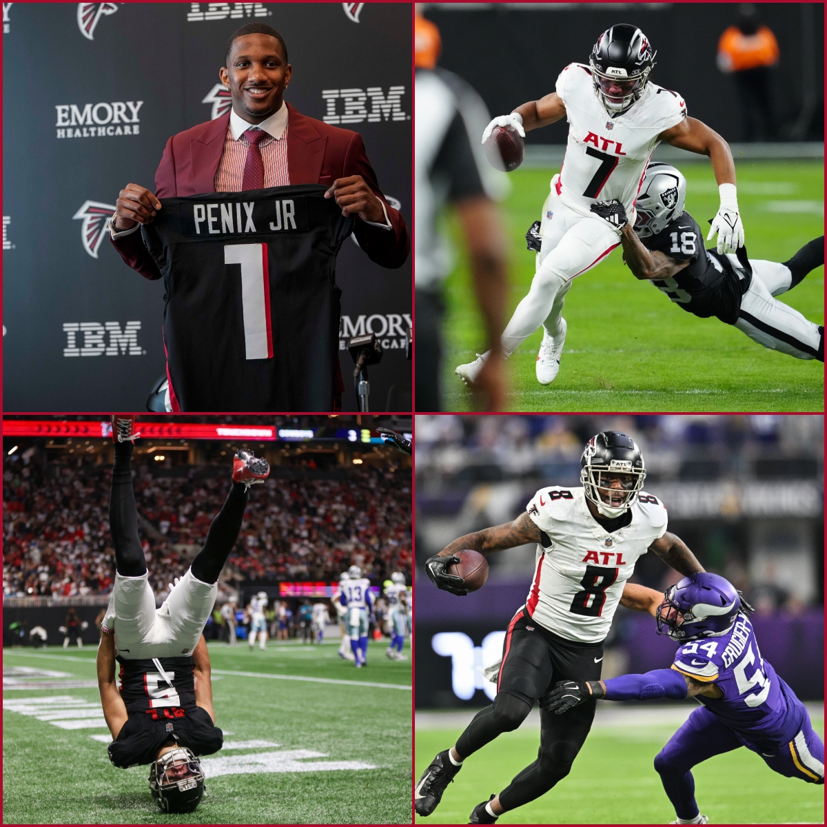 MySportsUpdate's tweet photo. With Michael Penix Jr. starting at QB, the #Falcons will feature top-8 draft picks of their own at QB (Penix), RB (Bijan Robinson), WR (Drake London), and TE (Kyle Pitts). 

It’s the first time in 40+ years a team has done this. https://t.co/FoseSd10Zz