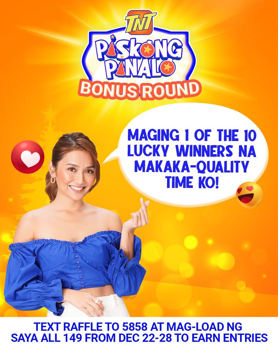 Get a chance to have a QT with the one and only Asia's Superstar <a href="/bernardokath/">KATH 🐘</a>! 🥳

Just follow the mechanics below, guys!

#KathrynForTNT 
#TNTPaskongPanalo #TNTPPBonusRound