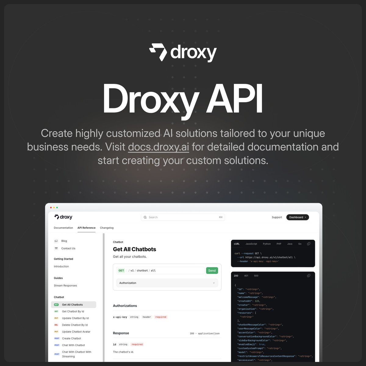 DroxyAI's tweet image. Our simple API helps you integrate AI into your custom workflows.