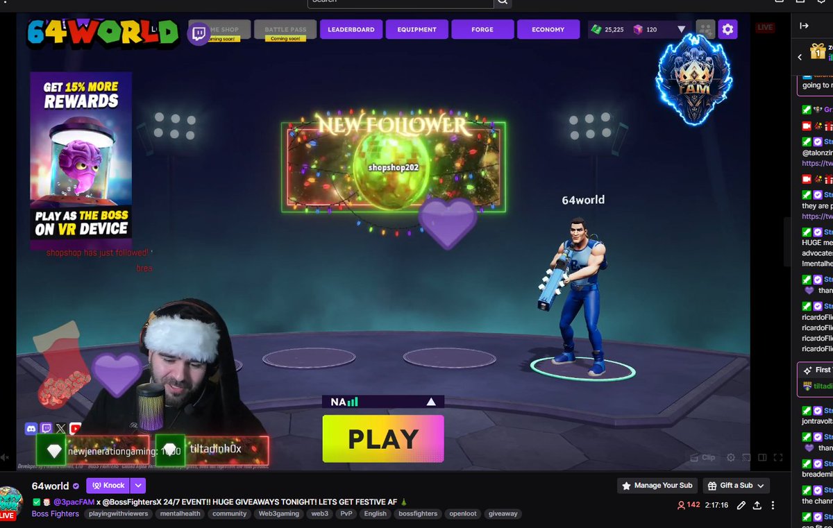 Man what an EPIC stream!!!
160+ viewers on <a href="/BossFightersX/">BOSS FIGHTERS ⚡️ $BFTOKEN</a> tonight! 💯
Huge shoutout to @3pacFAM, the event has been a BLAST!!

Thanks for the raids <a href="/DougHype/">DOUG HYPΞ ⭐️</a> <a href="/Talonzinha_/">Talonzinha</a> <a href="/FLANTALITY1/">FLANTALITY</a> 
Lets keep cooking! 
2025 is gonna be WILD 💪🏻