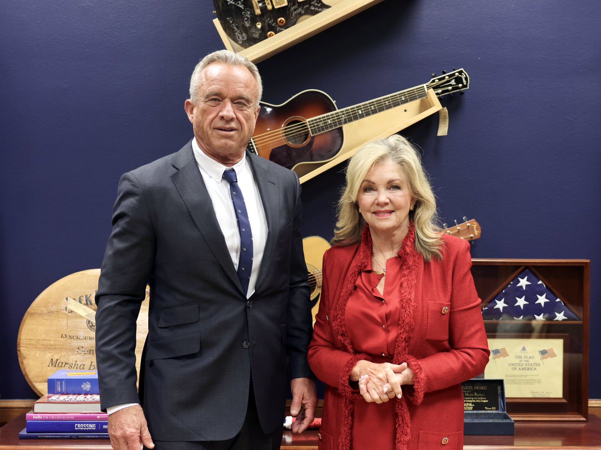 Thank you for a wonderful meeting today Senator <a href="/MarshaBlackburn/">Sen. Marsha Blackburn</a>. I look forward to working with you to Make America Healthy Again.