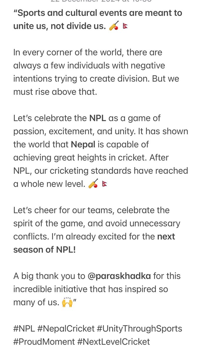 Santosh Shah (@chefsantoshshah) on Twitter photo “Sports and cultural events are meant to unite us, not divide us. 🏏🇳🇵 “Sports and cultural events are meant to unite us, not divide us. 🏏🇳🇵