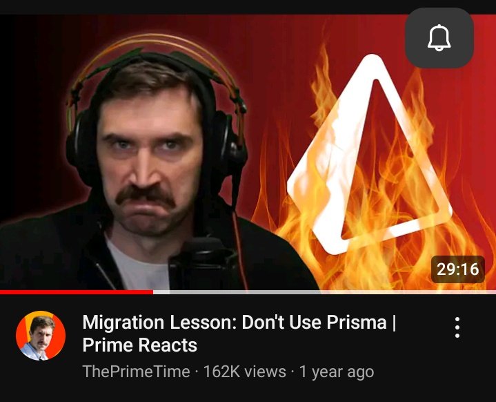 prosper_coded's tweet image. Me Planning to Learn Prisma today, 
YouTube Recommendations: 😭