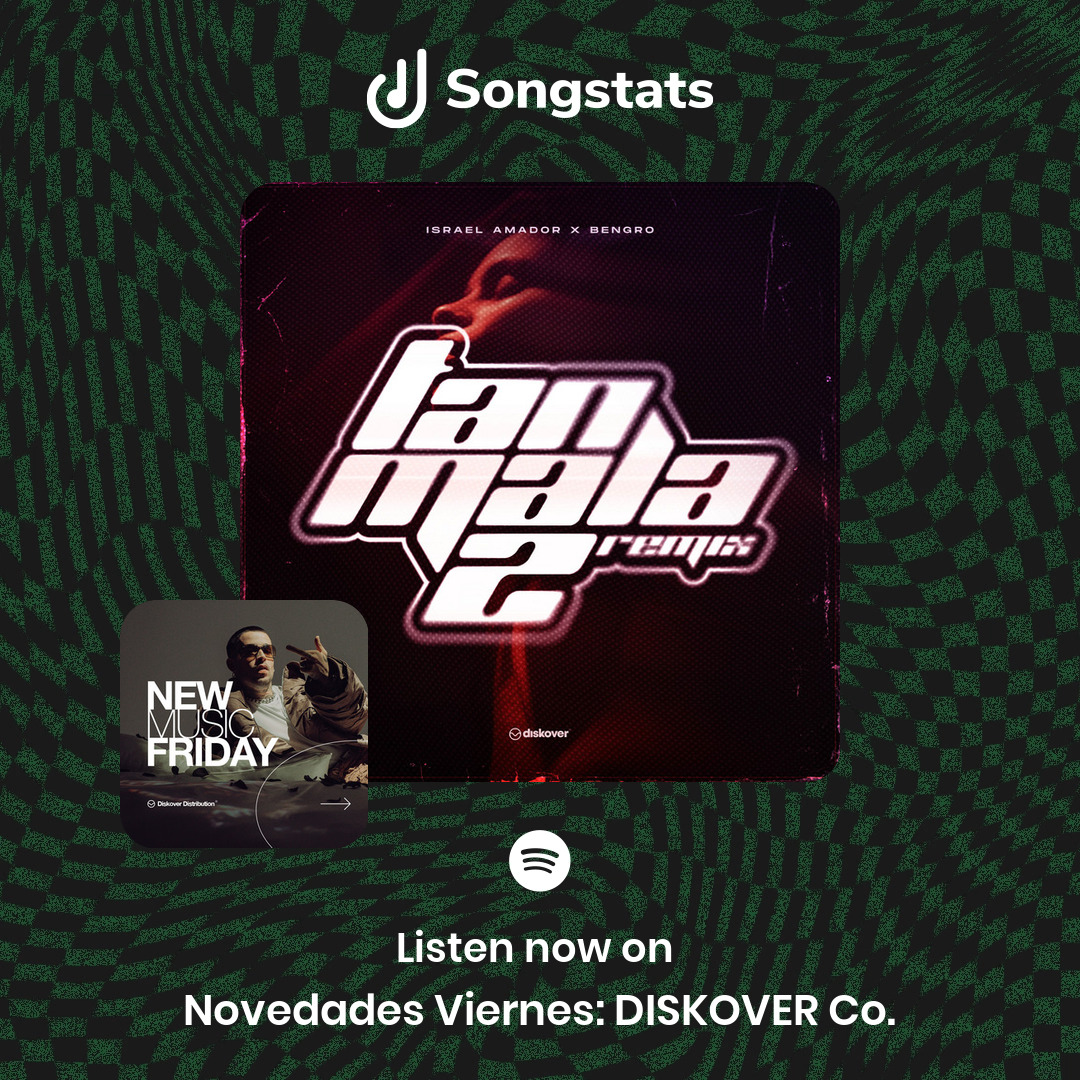 <a href="/bengromusic/">B E N G R O</a> Aww yeah!! Your track "Tan Mala 2 - BNGR Remix" got added to 'Novedades Viernes: DISKOVER Co.' with over 14K Followers on Spotify! See all your stats on the Songstats App.