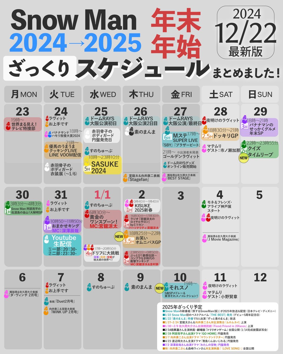 snowman 出演 番組
