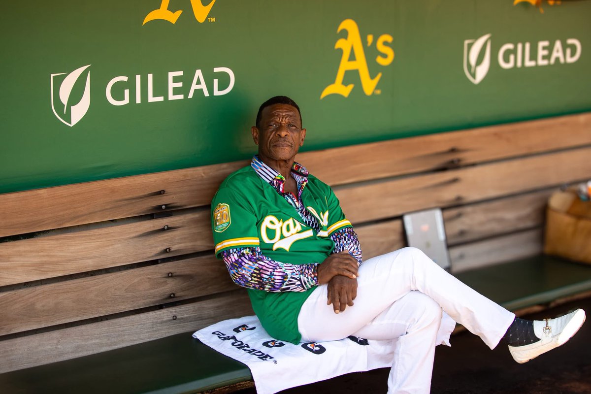 Shocked to hear about Rickey Henderson, seen here before the A’s’ last game in Oakland on Sept. 26. What a career