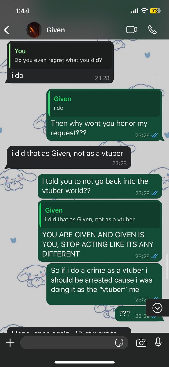 Miawmwng's tweet photo. @CurutBengak Korban sudah request untuk given/pelaku tidak streaming lagi tetapi given tetap streaming dan memberi alasan

“I did that as given, not as a vtuber”

Sampai sekarang dia masih berani untuk stream dan collab dengan pcar barunya. 
(P.s Given itu nama aslinya.)

#vtuber #vtuberid https://t.co/r1x2viSGxQ