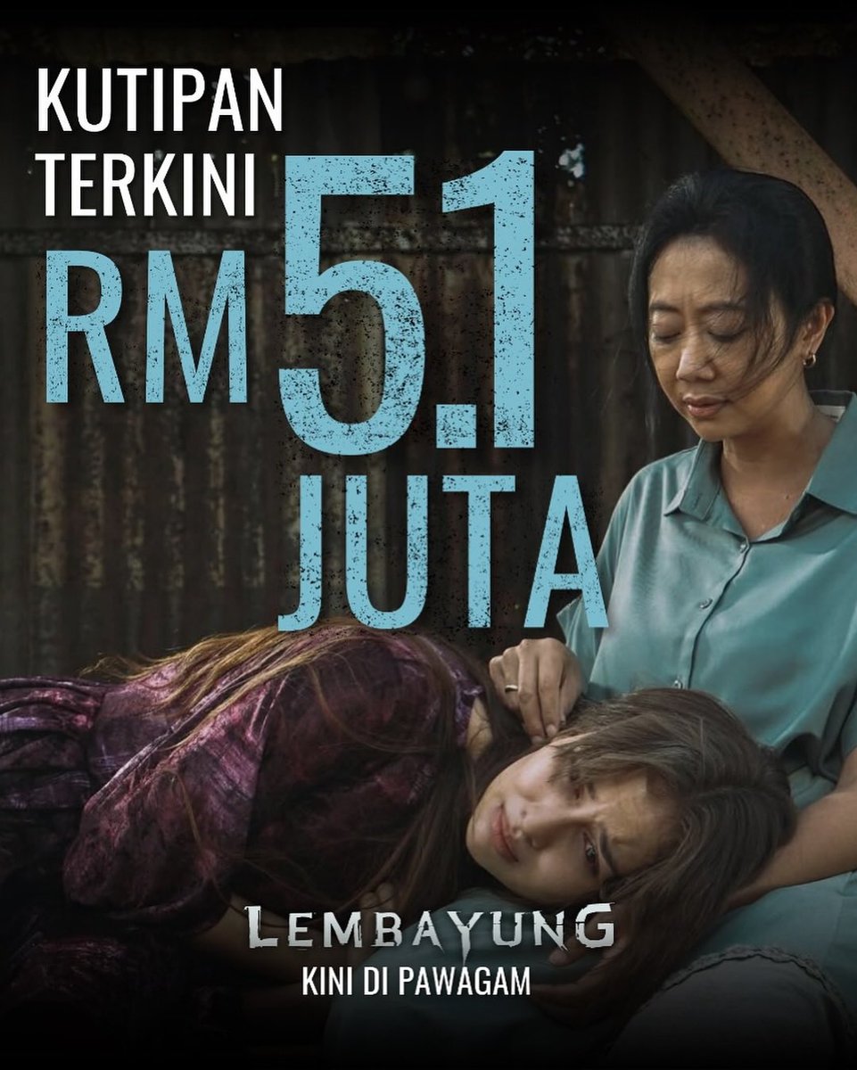 🎉 Filem LEMBAYUNG Dah Cecah RM5.1 Juta! 💰✨

Terima kasih tak terhingga kepada korang semua yang terus menyokong LEMBAYUNG! 🙌 Kejayaan ni takkan berlaku tanpa korang semua.

🔥 Kalau korang belum tengok, cepat-cepat ajak geng! Filem LEMBAYUNG masih ditayangkan di pawagam.