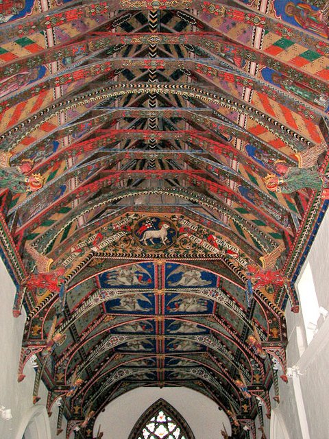 St Mary's Church, Huntingfield, Suffolk, UK. The ceiling
is considered a masterpiece of Victorian decoration and was painted by Mildred Holland in 1859-60, the wife of the church rector #WomensArt