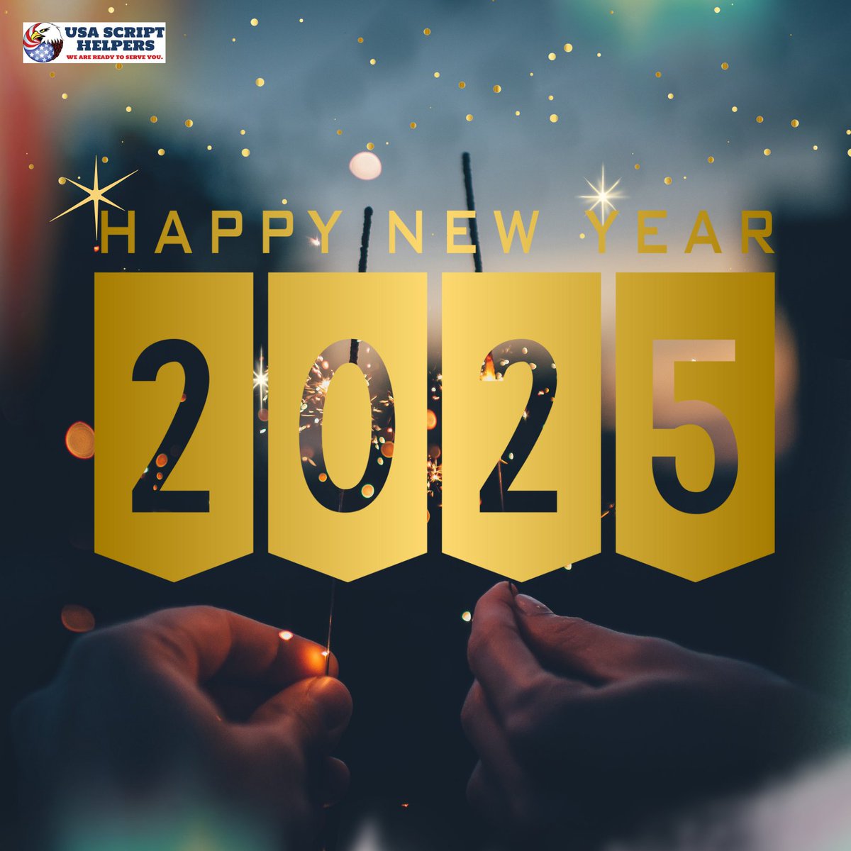 USAScriptHelper's tweet image. 🎉✨ Happy New Year from all of us at USA Script Helpers! ✨🎉

As we welcome 2025, we’re grateful for your trust and support. Here’s to a year of health, happiness, and new beginnings. 🥂 Let’s make it amazing together! 🌟
#HappyNewYear #2025Goals #USAScriptHelpers