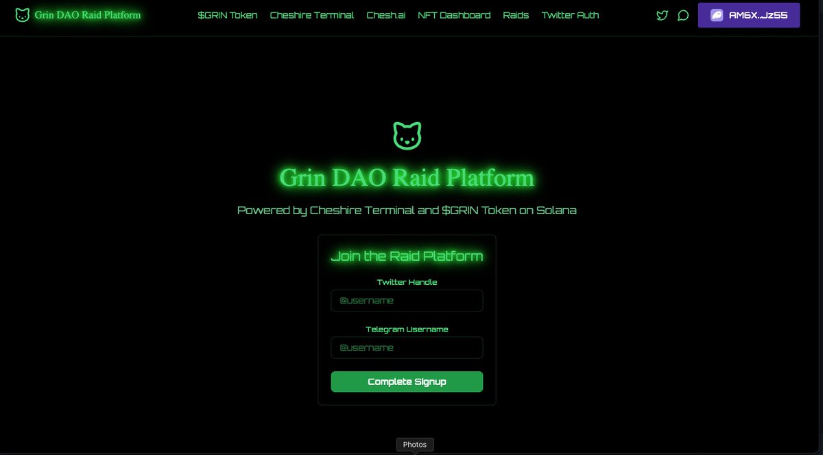 Our $Grin Dao Raid To earn platform is live.

It will be activated at 4.2 Million Market cap.

Empowering $Grin holders in perpetuity.

All engagement is confirmed and indexed by @cheshiregpt 

Including all Solana and $Grin reward payouts.

The treasury is stocked wif 10 sol rn.