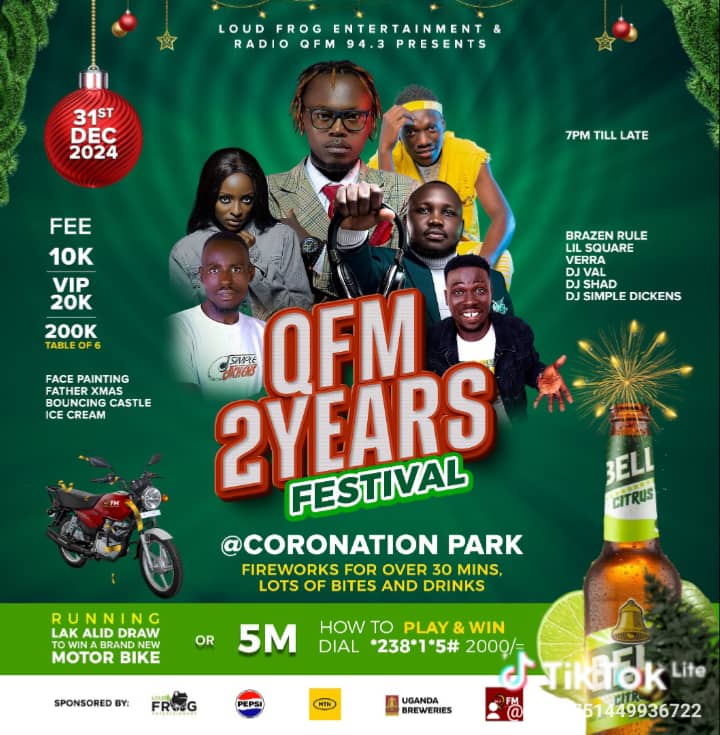 BridgetCristab1's tweet image. Just 10k and Enjoy massive performance and 30mins Fireworks as @LoudFrogEnt and @943qfmlira presents to us 2years Festival of QFM @OssieEvents