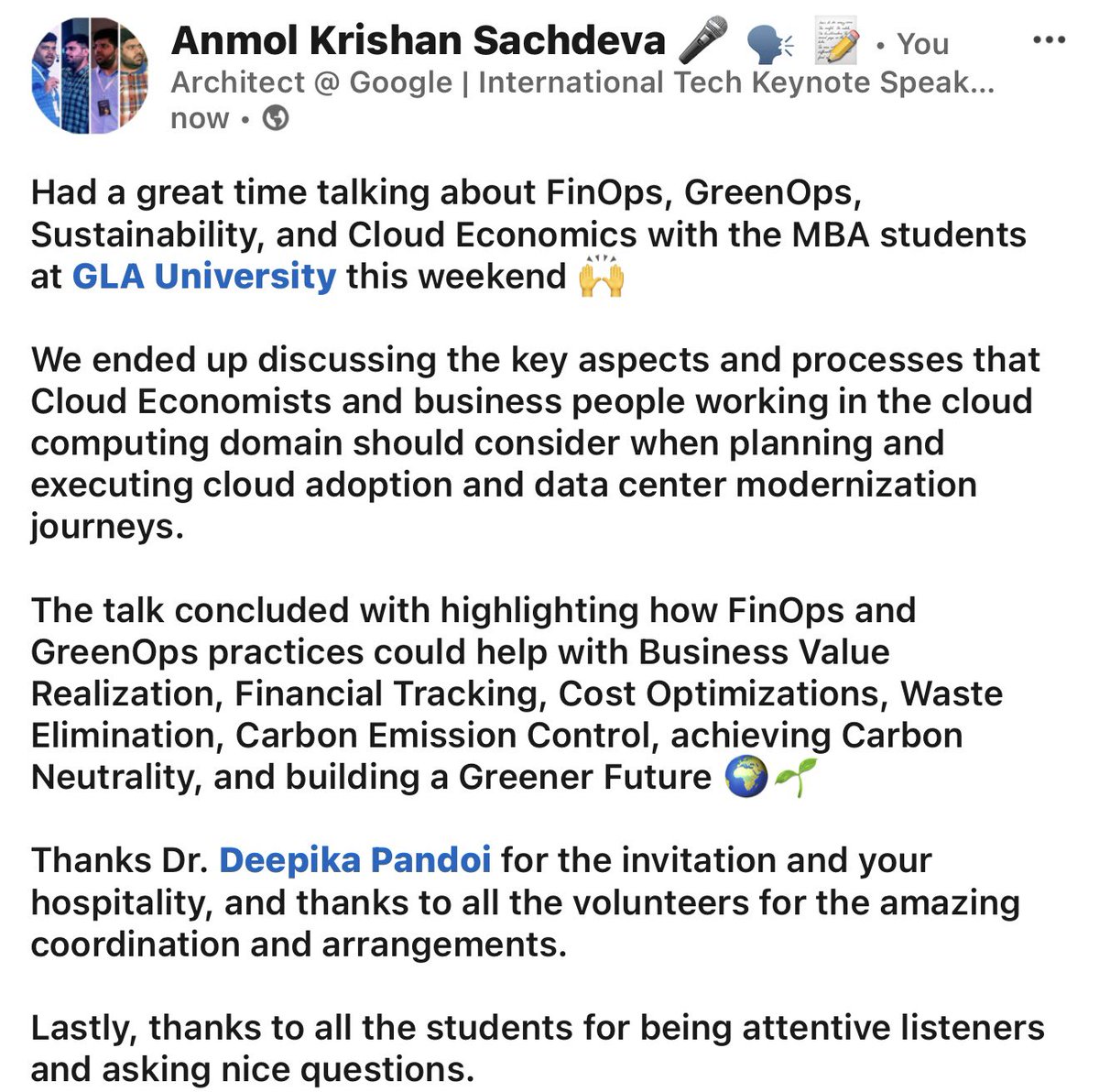 greatdevaks's tweet photo. The talk concluded with highlighting how #FinOps and #GreenOps practices could help with Business Value Realization, Financial Tracking, Cost Optimizations, Waste Elimination, Carbon Emission Control, achieving Carbon Neutrality, and building a Greener Future 🌱
#CloudEconomics https://t.co/cGeVFA4hli