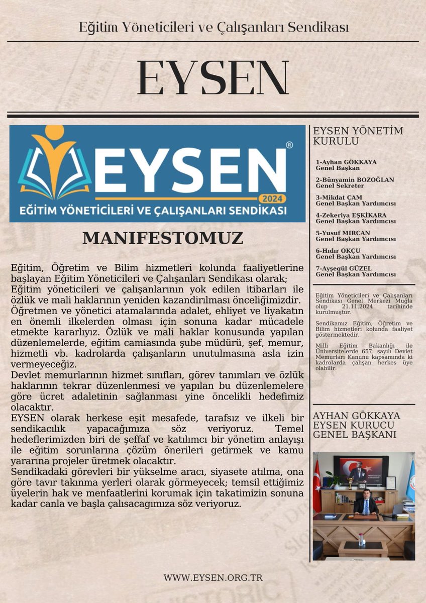 Eysen kuruldu hayırlı olsun.
Milli Eğitimde artık hiç bir şey eskisi gibi olmayacak.