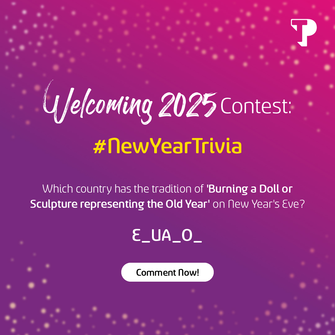 The 13th question of the #CelebrateNewYearWithTP Contest is here! 
Comment your answer below! 👇

Remember to:
1️⃣ Add #NewYearTrivia and #TPIndia in your answer
2️⃣ Tag @tpindiaofficial and 3 of your friends

#TPIndia #ContestAlert #NewYear2025