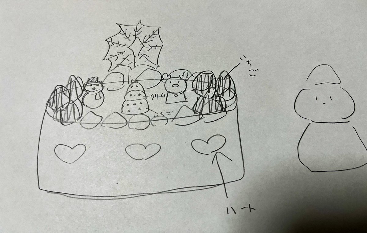 三女ちゃん作🎄🎂、デザインは長女ちゃん👏 