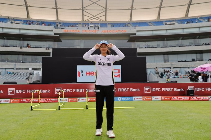 When you make your ODI Debut 🤗  Congratulations, Pratika Rawal 🧢 👏 📹 Credits: Twitter/BCCIWomen