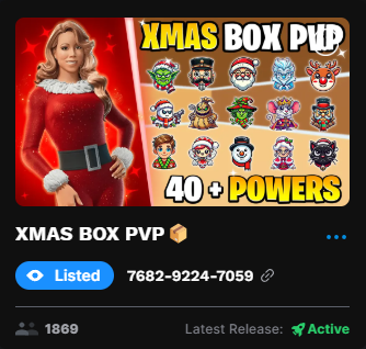 We're so happy to see you're enjoying our Christmas Box PvP! 😍
What superpower would you like to see in the next update?🦸

MAP CODE: 7682-9224-7059 🎄🎅

#UEFN