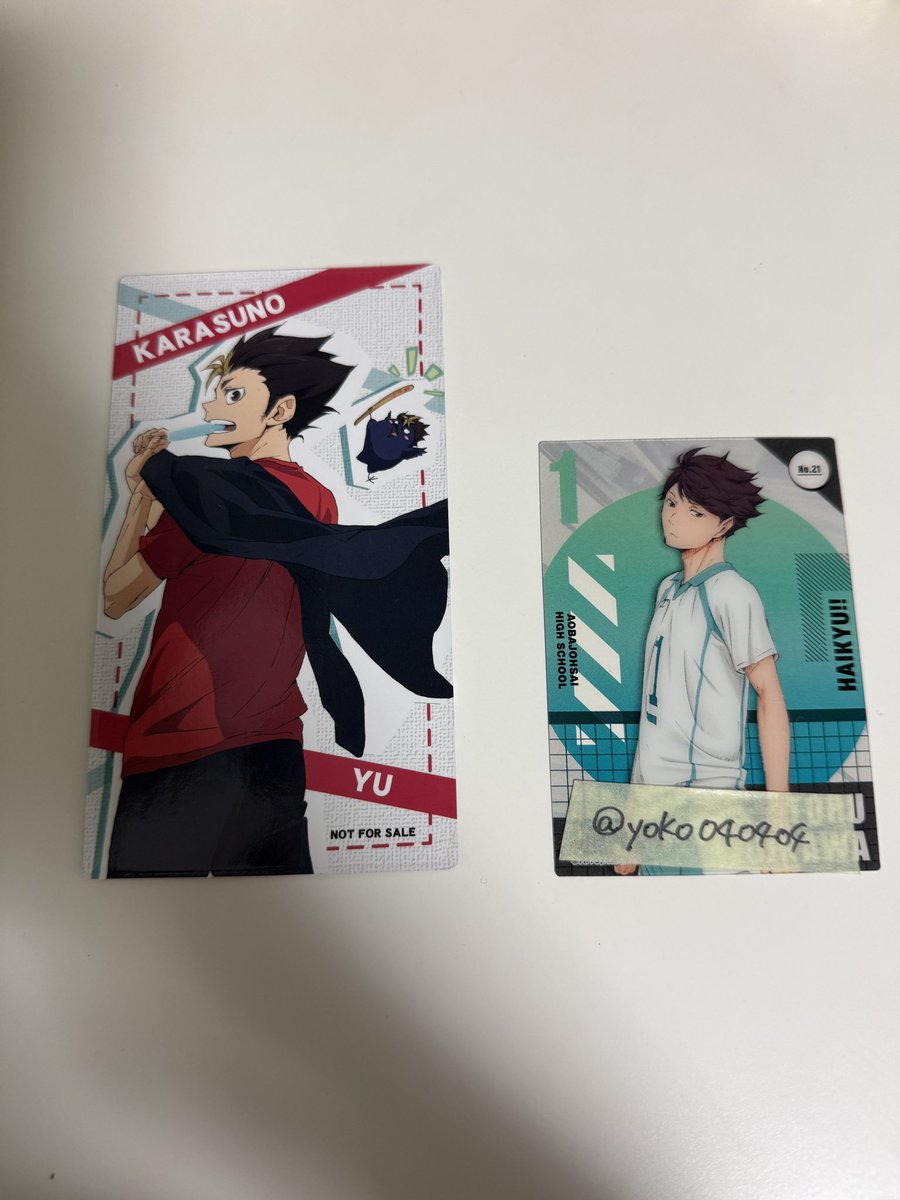 yoko040404's tweet photo. 【交換】
ハイキュー 特典 マスコット キャラクターズ フェア 大判カード アニメイト

譲：西谷
求：影山／孤爪／黒尾

郵送希望です📮
検索からお気軽にお声がけください。
よろしくお願い致します。 https://t.co/LXx0wokk26