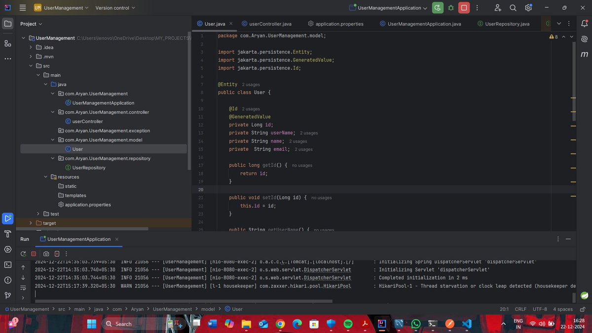 aryann_dev's tweet photo. 🌟 Today's Progress! 🚀
Built a Spring Boot API to handle user details (Name, Username, Email, auto-generated ID).
Tested API on Postman—both GET and POST requests work perfectly! 🧪
Created a React app with a Bootstrap Navbar.
Using MySQL for data management.
#sprinboot #java https://t.co/BOcXdtHKKm