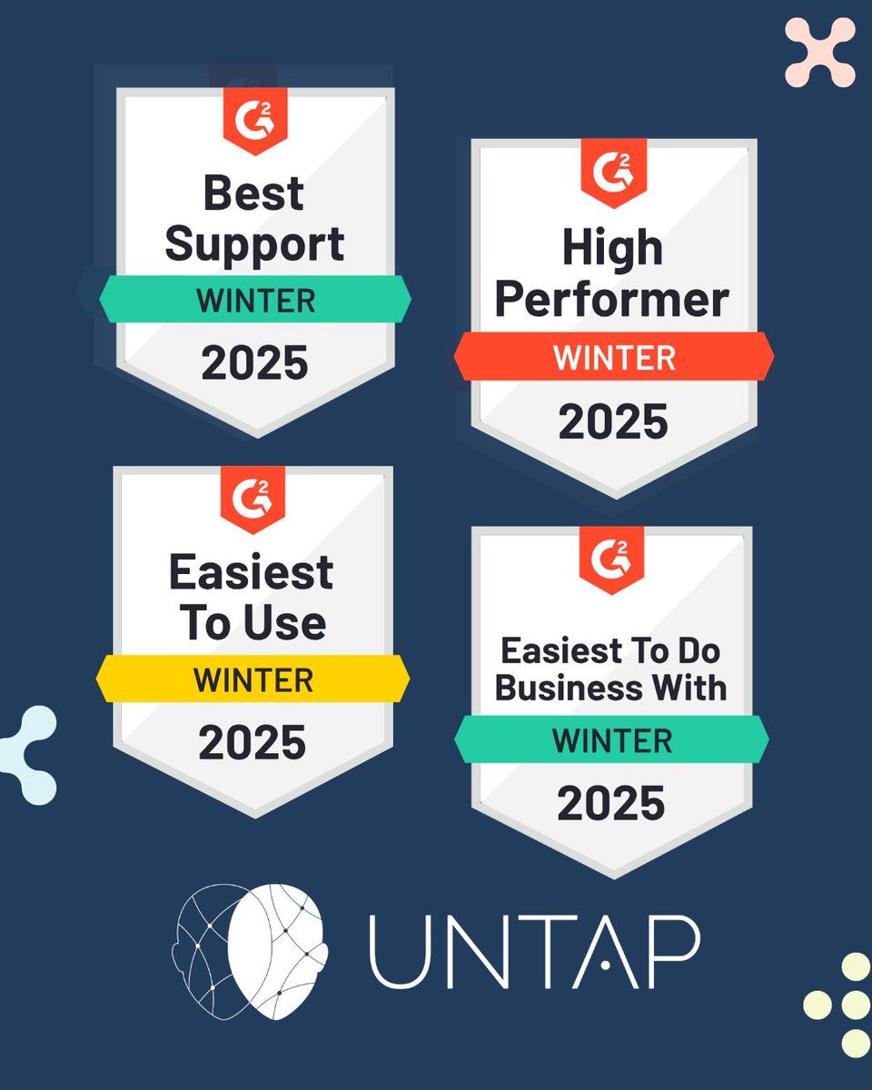 UntapTech's tweet image. ✨ Ending the year on a high note! ✨

We&apos;re thrilled to be recognized in G2&apos;s Winter 2024 reports with multiple badges 🏆. A big thank you to our customers and partners for trusting Untap to power your programs and initiatives.

#Untap #InnovationManagement #AwardsManagement