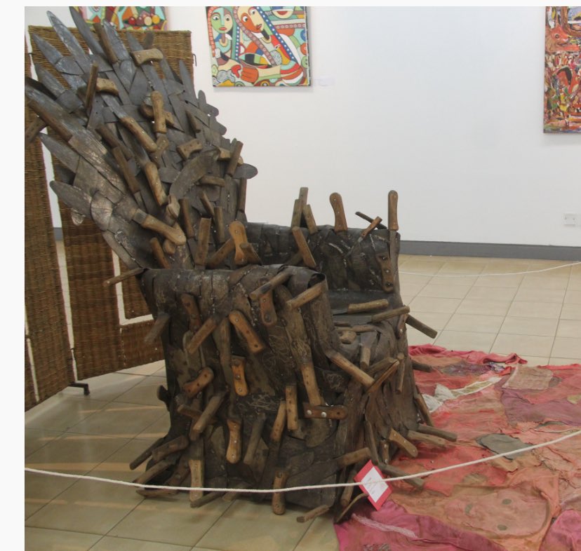 MKIENDA PALE NATIONAL MUSEUM OF KENYA THERE IS AN ARTISTIC IMPRESSION THAT WAS MADE BY KIARIE IN FORM OF A CHAIR MADE UP OF THE MACHETES THAT WERE COLLECTED DURING THE PEV CULMINATION; HE DUBBED IT ‘THE SEAT OF IMPUNITY’