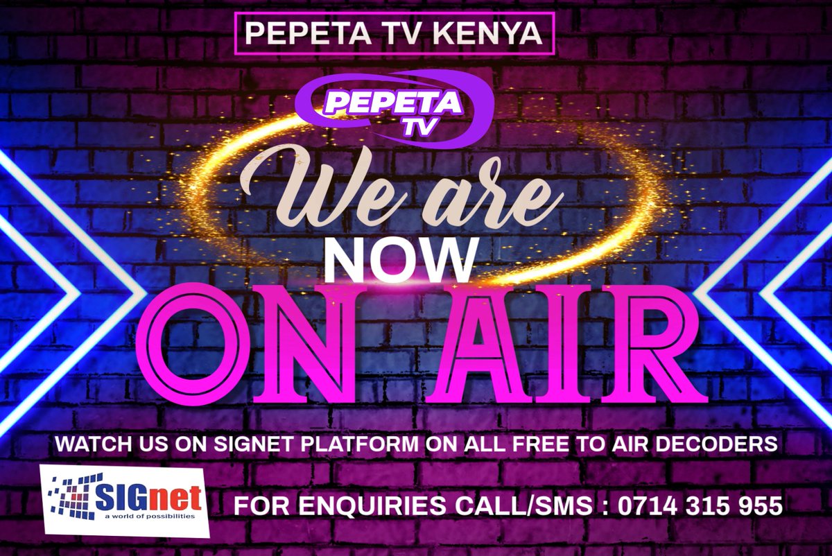 The long a waiting PEPETA TV is now on air,
Tune in on Signet platform and enjoy the best favourite programs, you can also advertise your business with us at a fordable prices 
#forward this message to all your friends please