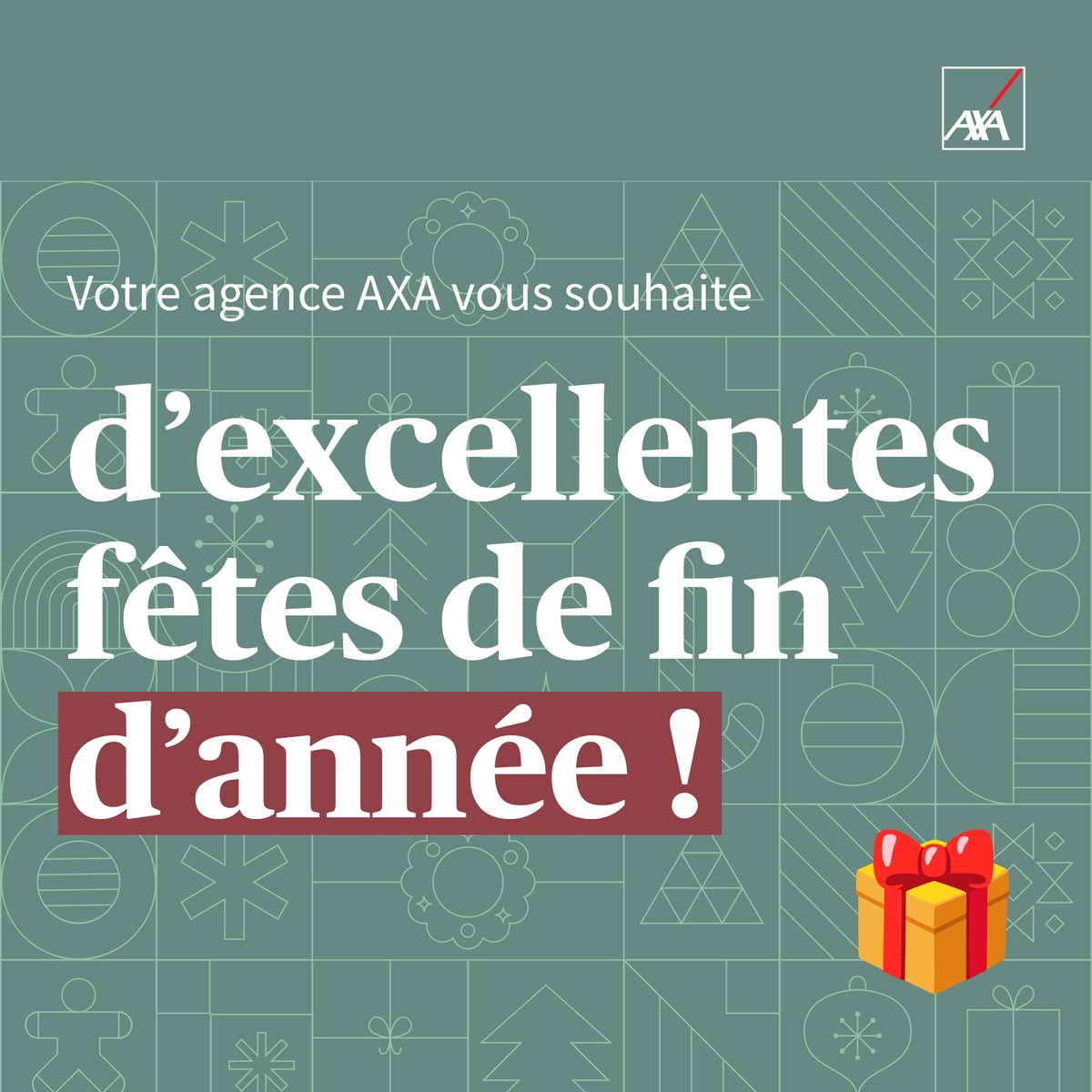 Votre agence AXA Sébastien LAURENSOU vous souhaite d’excellentes fêtes de fin d’année à vous et vos proches, tout l équipe se joint à moi pour vous remercier de votre fidélité, votre confiance !🎁🎄

#AXA #axasebastienlaurensou #pub #confiance #clients