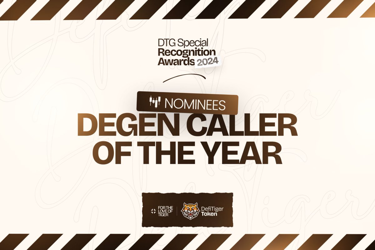 CWEmbassy's tweet photo. CTNG Nominate your  DEGEN CALLER of the year 2024 !!!! 

✅Tag any 3 of choice in comment 
✅LIKE n RT 
✅follow @DefiTigertoken 

4 Most tagged will face off in a poll. 

Let’s goooo

⏰ 24hrs

$DTG $WKC #BTC  #CTng #AWARD #BNB $SOL https://t.co/uKZDtzIwAP