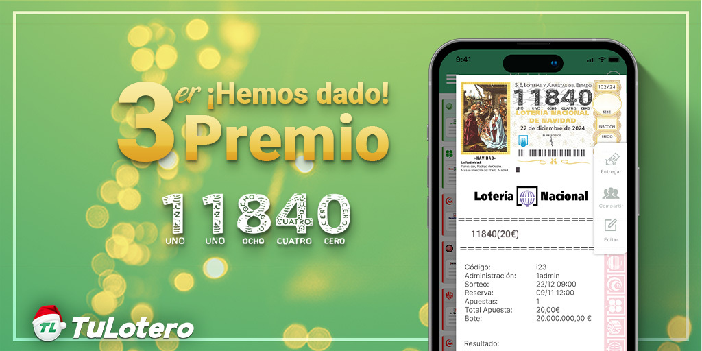 ¡Hemos dado el 3º Premio a uno de nuestros usuarios! El 11840
¡Enhorabuena a nuestros usuarios premiados!