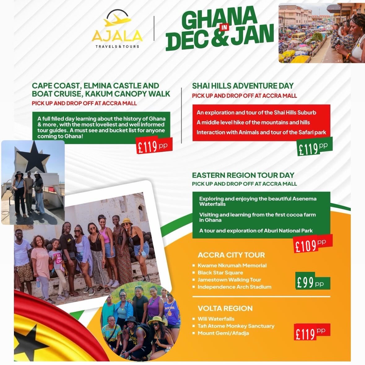 DAY TRIPS ARE HERE 📢📢📢

We’re so excited to be hosting day trips in Ivory Coast and Ghana! 🤩🇨🇮🇬🇭

This is for: solo travellers, friends, groups, colleagues; you name it - we got you! ✨

It’s SO easy to book too - just get in touch and we’ll handle the rest! 🥳