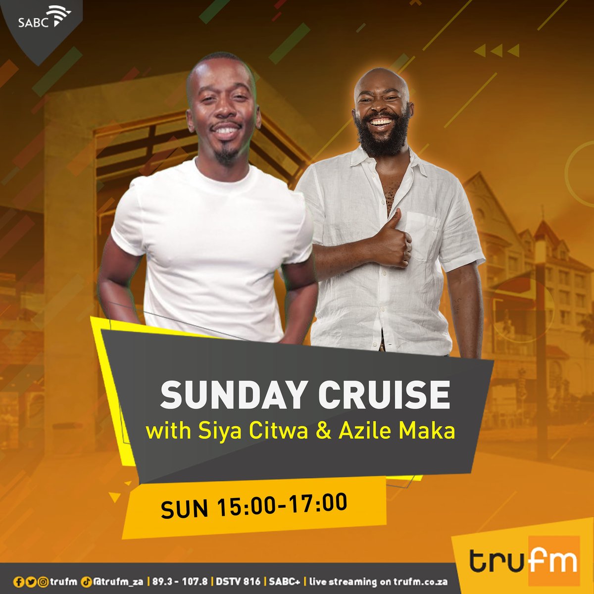 SABCPlus's tweet image. Wrap up your Sunday with love and beautiful music! ❤️✨ 

Stream Sunday Cruise with Siya Citwa and @AzileMaka from 15:00, every Sunday on @trufm, only on SABC Plus. 

#SundayChillas
#StillHome