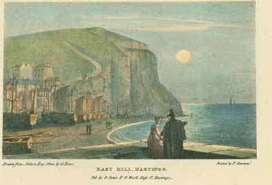 #OTD 200 years ago in 1824 George Wooll purchased no. 5 High St in #Hastings in which he created his ‘Repository of Arts’, in which he sold lithograph prints &amp; artist's materials. This print (HASMG:1946.64.28) of East Hill, Hastings was produced there by George Rowe. <a href="/HastingsBC/">Hastings Borough Council</a>