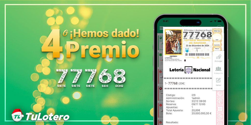 ¡Hemos dado el 4º Premio a uno de nuestros usuarios! El 77768
¡Enhorabuena a nuestros usuarios premiados!