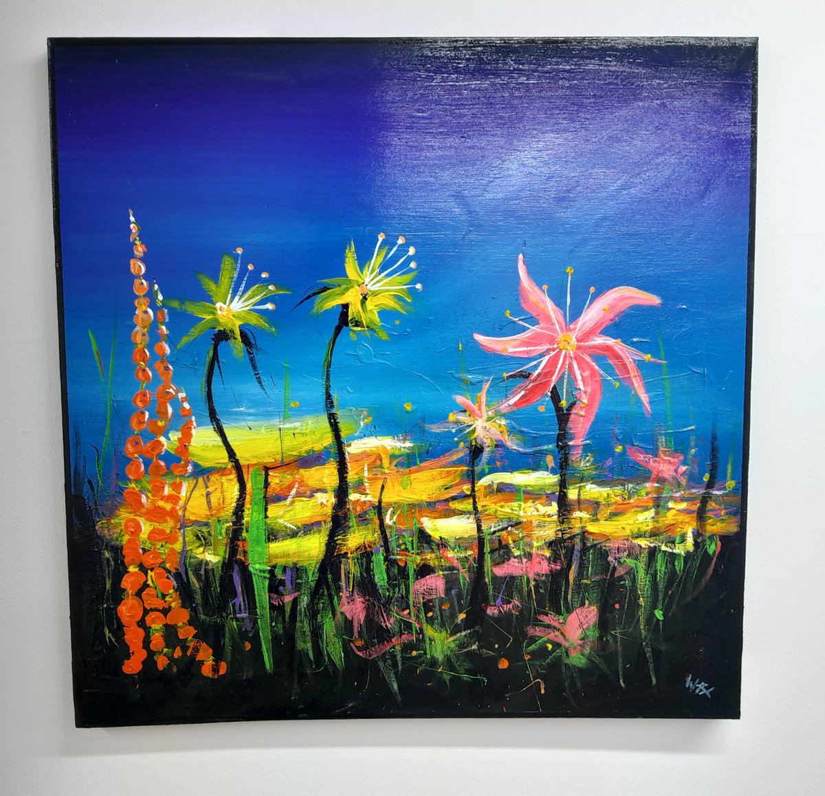 PainlessArtist's tweet photo. Set titled 'The Garden of The Subconscious' 
Freeflow painting.
When in pain, I like to bring colour to distract myself from the reality of the human condition.
That's why I'm #ThePainlessArtist
#CESartist #ThePainlessArtist  #surrealist #spinalinjury @caudaequinacesa #arteditor https://t.co/N7mXGHIX69