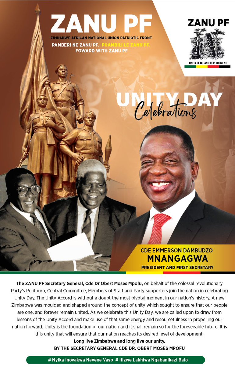 Happy Unity Day Zimbabwe...