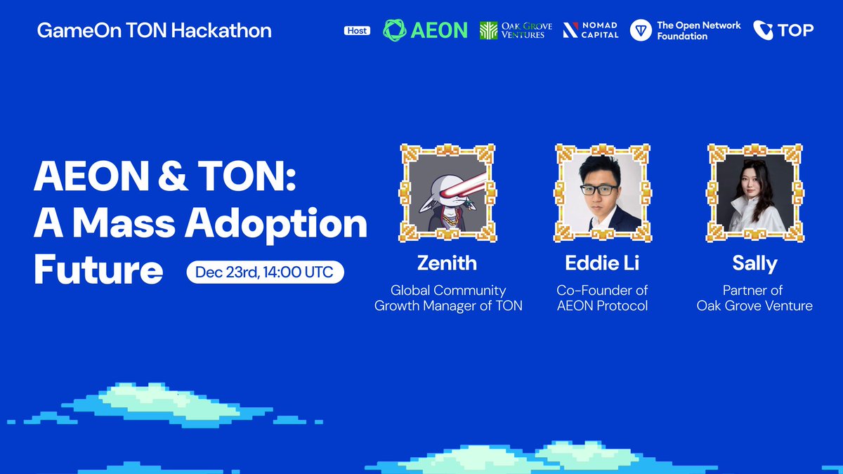 AEON.XYZ (@aeon_community) on Twitter photo ๐๏ธDonโt miss the engaging Space by <a href="/AEON_Community/">AEON.XYZ</a>, <a href="/ton_blockchain/">TON ๐</a>, <a href="/ton_society/">TON Society</a> & <a href="/OakGroveVC/">Oak Grove Ventures</a> ๐ฅ
Unlocking the Potential of the #Ton Ecosystem: A Mass Adoption Future! ๐
๐
Date: Monday, Dec 23rd, 14:00 UTC
๐ค Guests: <a href="/ZenithTON/">Zenith ๐ฉถ</a>, <a href="/EdyGoOH/">EdyGoOH</a>, <a href="/sal_hotpot666/">Sal | ่จ</a>
โฐ Set a reminder: ๐๏ธDonโt miss the engaging Space by <a href="/AEON_Community/">AEON.XYZ</a>, <a href="/ton_blockchain/">TON ๐</a>, <a href="/ton_society/">TON Society</a> & <a href="/OakGroveVC/">Oak Grove Ventures</a> ๐ฅ
Unlocking the Potential of the #Ton Ecosystem: A Mass Adoption Future! ๐
๐
Date: Monday, Dec 23rd, 14:00 UTC
๐ค Guests: <a href="/ZenithTON/">Zenith ๐ฉถ</a>, <a href="/EdyGoOH/">EdyGoOH</a>, <a href="/sal_hotpot666/">Sal | ่จ</a>
โฐ Set a reminder: