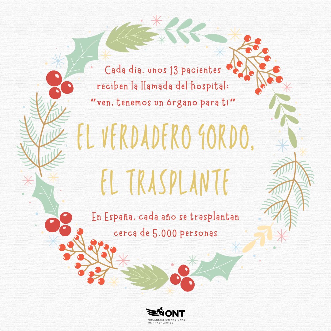 ONT_esp's tweet photo. 📞 Mientras media #España está pendiente de lo que ocurre en el @Teatro_Real, muchos pacientes en lista de espera aguardan esa llamada que les cambiará su vida: “¡vente al hospital, tenemos un órgano para ti!”. Para ellos, el verdadero #Gordo, el #trasplante https://t.co/XGM5TOr4wC