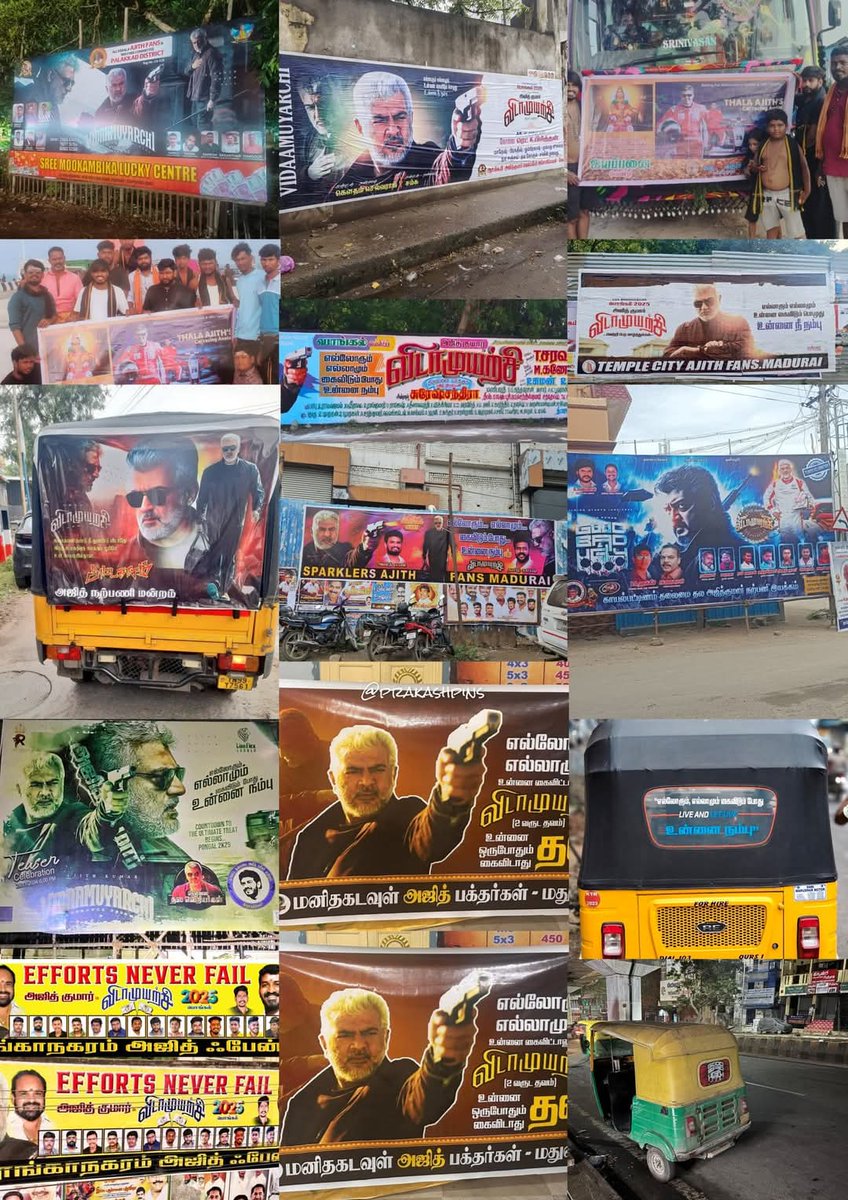 Red_Rajendran's tweet photo. Fans side #VidaaMuyarchi Wall Posters around important city 💯

With just over 18 days left for #VidaamuyarchiFDFS, why is Lyca Productions  still silent?

#SureshChandra 

#Ajithkumar https://t.co/cHXYAE1ir4